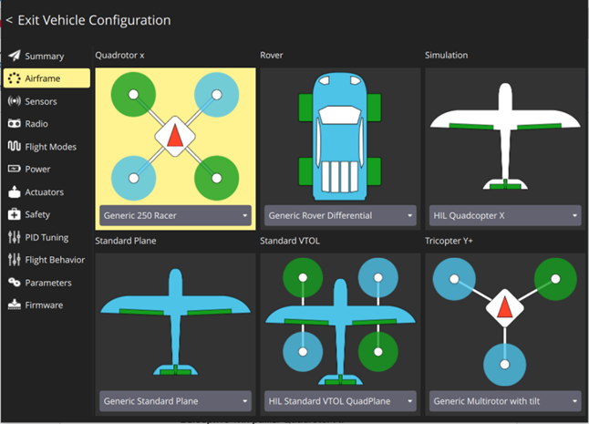 choose airframe config