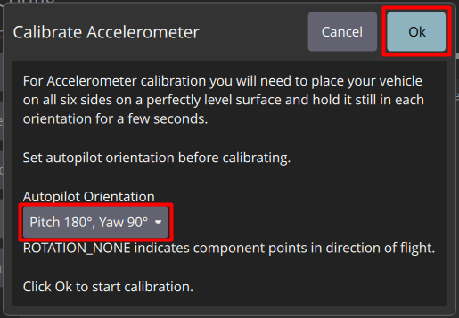start sensors calibrate accelerometer