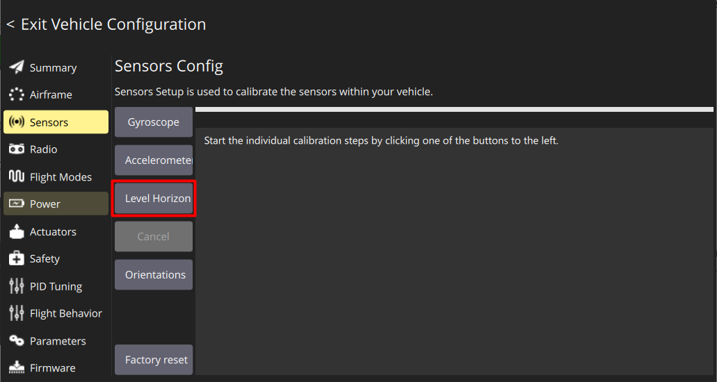 sensors level horizont