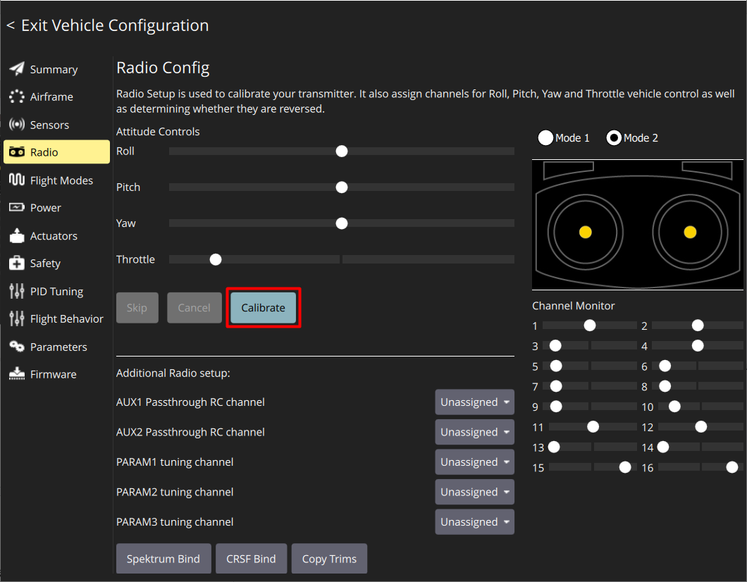 radio config calibrate