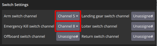 flight mode switch settings