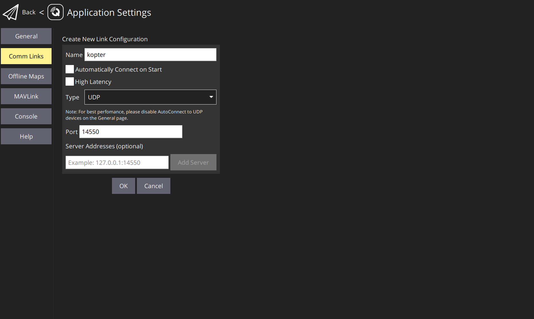 QGroundControl UDP connection