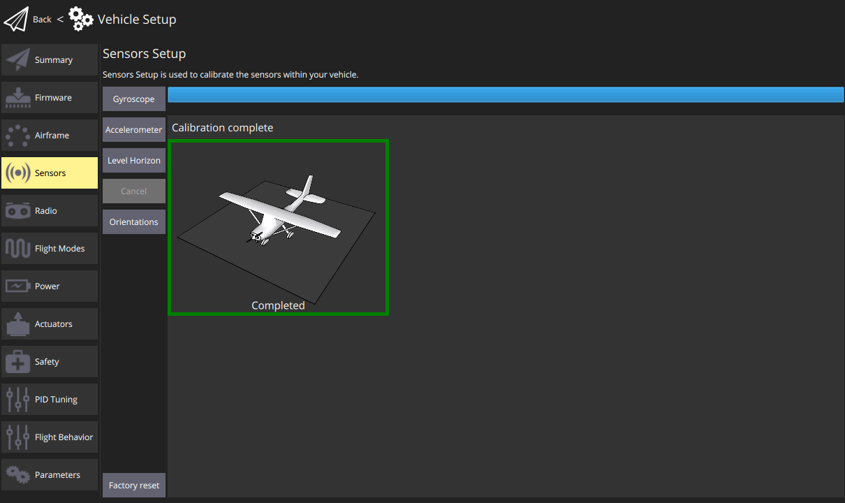 QGroundControl gyroscope calibration